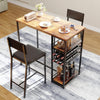 3 PCS Dining Table Set 2 Upholstered Chairs with Storage Shelves for Space