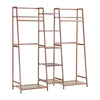 Bamboo Clothes Rail Rack Open Wardrobe Garment Organizer Stand Storage Shelves