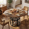 Round Dining Table for 4-6 People, 120cm Farmhouse Wooden Kitchen Dinner Table.