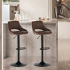 2pcs Barstools Set Faux Leather Padded Seat Metal Legs Bar Stool Brown Grey