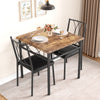 3-Piece Dining Table Set Metal Frame Square Kitchen Table with 2 Chairs