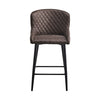 2 Pcs Bar Stools Brown Grey Metal Legs Faux Leather Dining Room Breakfast Stool
