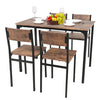 Modern Dining Table 4 Chairs Set Metal Frame Kitchen Home Bar Bistro Grey/Brown
