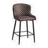 2 Pcs Faux Leather Bar Stools Diamond Seat Dining Room Chairs Metal Legs