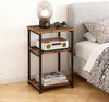 Sofa Side Table 3-Tier End Table Bedside Table with Metal Frame Nightstand