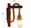 Industrial Steampunk Style Wooden Wall Light Hemp Rope Lamp Fixture Cafe Bar