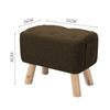 Linen Footstool Footrest Ottoman Pouffe Padded Rectangle Seat Chair w/ Wood Legs