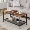 2-Tier Coffee Table End Table Living Room Center Table with Mesh Storage Shelf