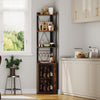 Industrial Corner Bar Cabinet, 4 Tier Freestanding Rack with Glass Holder