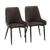 2pcs Dining Chairs Faux Leather High Back Diamond Padded Seat Chair Restaurant