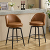 26in Bar Stools Set of 2 Swivel Counter Height Chairs w/ Metal Legs & Footrest
