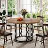 Dining Table Round Wood Top Metal Base Farmhouse Industrial Kitchen Dining Room