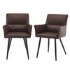 2pcs Faux Leather PU Padded Dining Chairs Kitchen Dining Room Chair W/Metal Legs