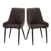 Set of 2 Dining Chairs Faux Leather PU Cushion Padded Seat Metal Legs Restaurant