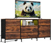 8 Fabric Drawers, Metal Frame Storage Cabinet with Wood Top for Living Room