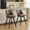 2PCS Swivel Bar Stools Counter Height Upholstered Kitchen Island Chairs w/ Backs