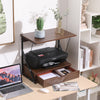 2-Tier Desktop Printer Stand Holder Shelf Printer Stand with Storage Drawer