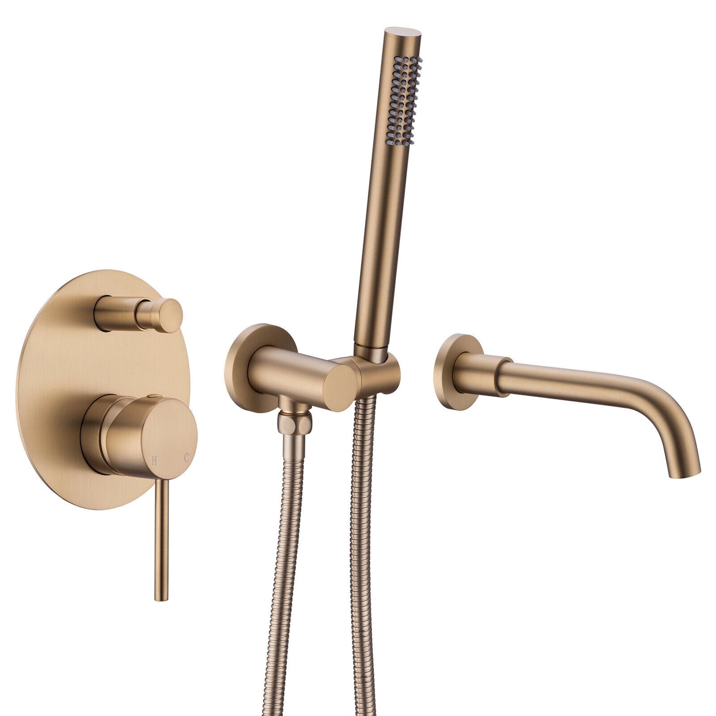Brass Bathroom Bathtub Mixer Taps Bath Filler Spout And Handheld Shower Set UK