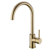 Brass Kitchen Dual Sink Mixer Taps Deck Mounted Swivel Spout Faucet Brushed Gold