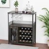 Modern 3Tier Bar Cabinet with Removable Rack & Mesh Door,Adjustable Shelves