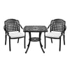 3Pcs Black Cast Aluminium Square Garden Table and Chairs Outdoor Dining Set UK
