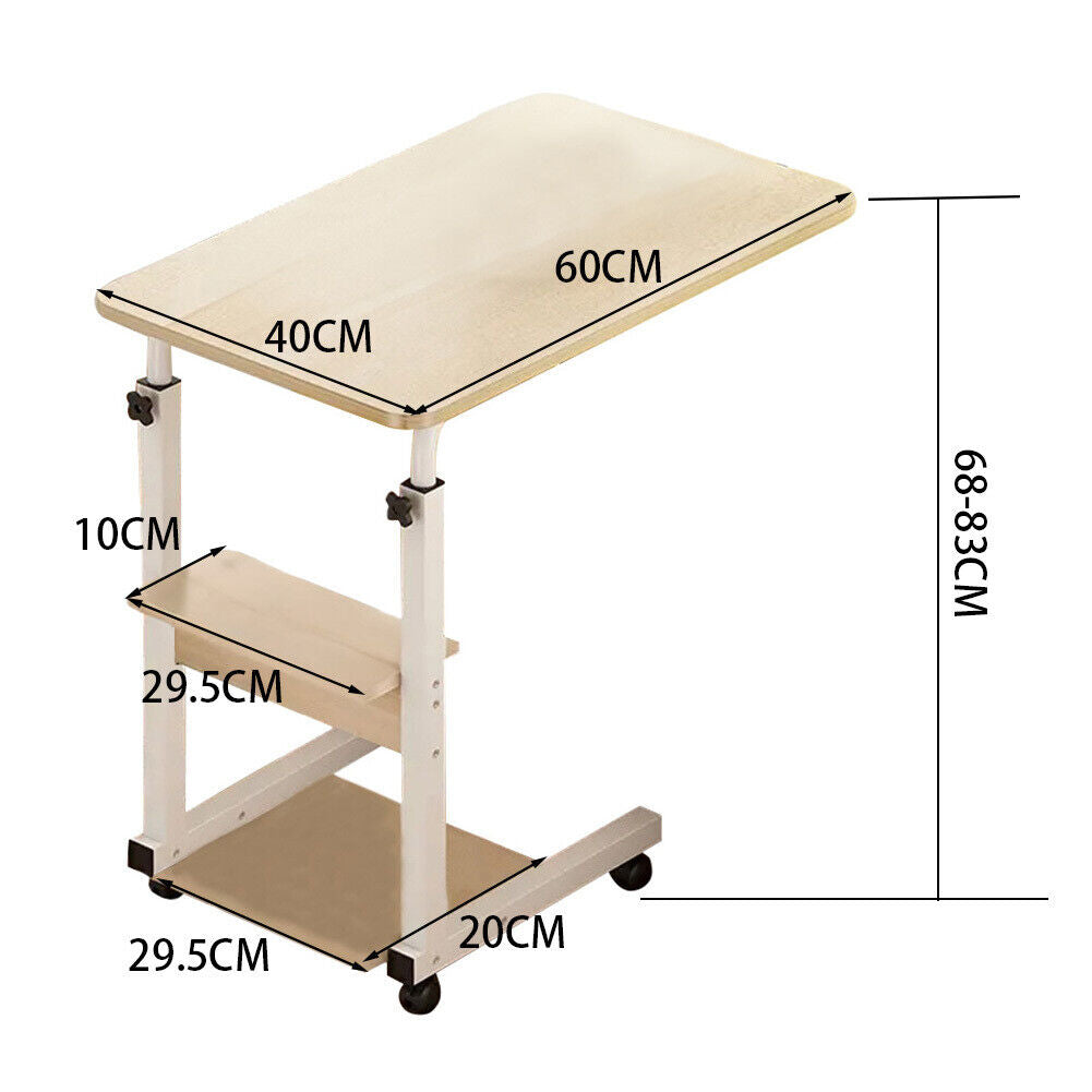 Over Bed Table Storage Shelf Aid Hospital Height Adjustable Laptop Tray Trolley