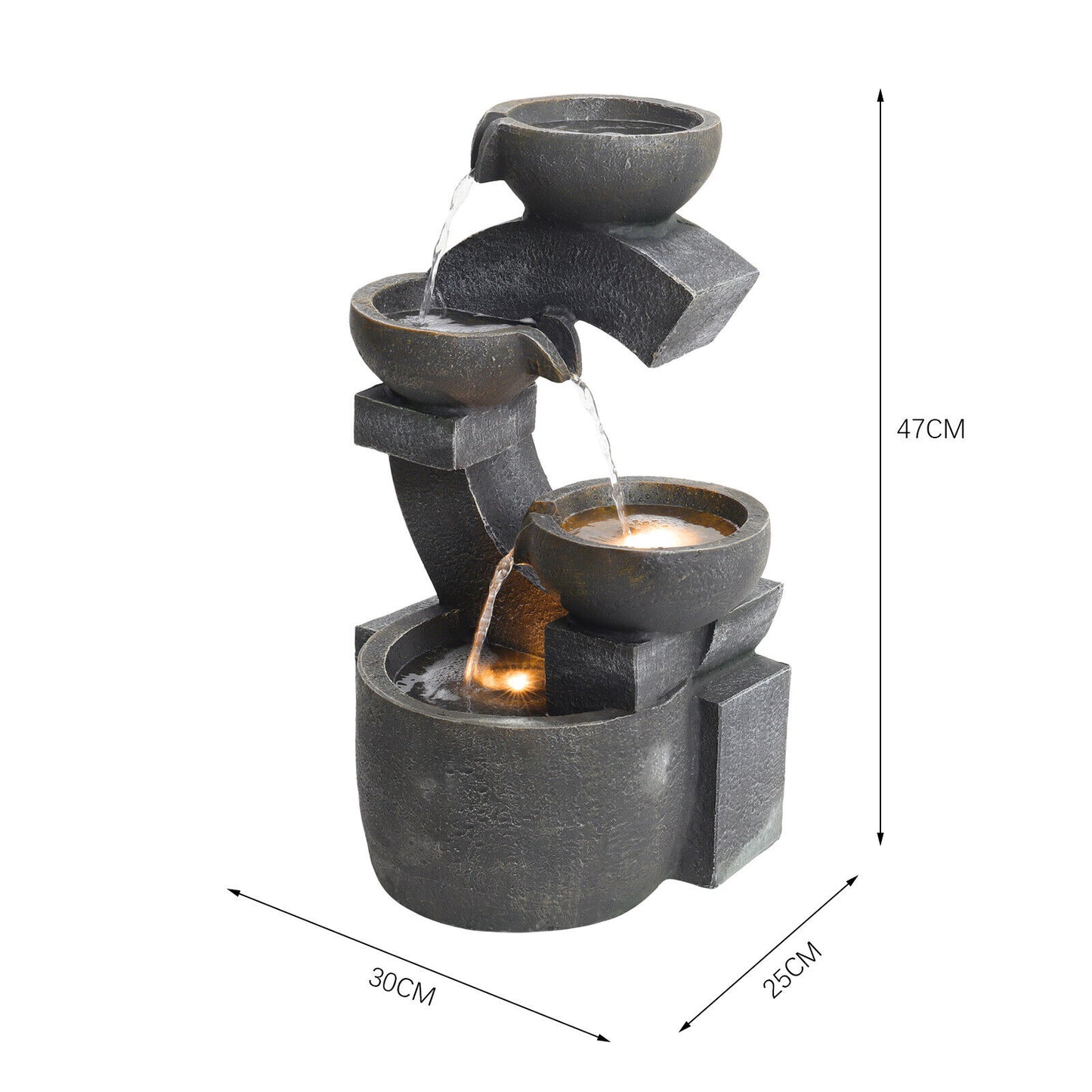 Garden Water Feature Fountain LED Lights Indoor Outdoor Statue Electric Powered