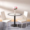 ROUNDED GLASS KITCHEN TABLE SMALL FAMILY HOUSE LIVING ROOM DINING CHAIRS SET KIT