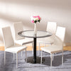ROUNDED GLASS KITCHEN TABLE SMALL FAMILY HOUSE LIVING ROOM DINING CHAIRS SET KIT
