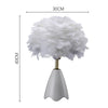 Elegant Fluffy White Feather Table Lamp Nightstand LED Lights Decor Night Light