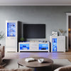 LED Living Room Set High Gloss TV Stand Display Cabinet White Cupboard Storage