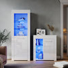 LED Living Room Set High Gloss TV Stand Display Cabinet White Cupboard Storage
