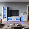 LED Living Room Set High Gloss TV Stand Display Cabinet White Cupboard Storage