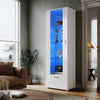 LED Living Room Set High Gloss TV Stand Display Cabinet White Cupboard Storage
