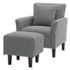 Occasional Scalloped Button High Back Fabric Armchair Sofa Chair Footrest Stool