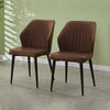 2pcs Dining Chairs Faux Leather Padded Kitchen Dining Room Metal Legs Restaurant
