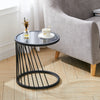 Round Glass Top End Table Living Bedroom Bed Side Sofa Coffee Table Metal Chrome