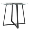 Modern Clear/Black Glass Round Dining Table With Metal Legs Kitchen Furniture