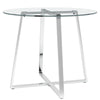 Modern Clear/Black Glass Round Dining Table With Metal Legs Kitchen Furniture