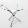 Round Glass Dining Table with 4/2 Chairs Office Home Living Room Kitchen Seats