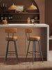 Set of 2 Swivel Bar Stools with Backs, Synthetic Leather Counter Chairs
