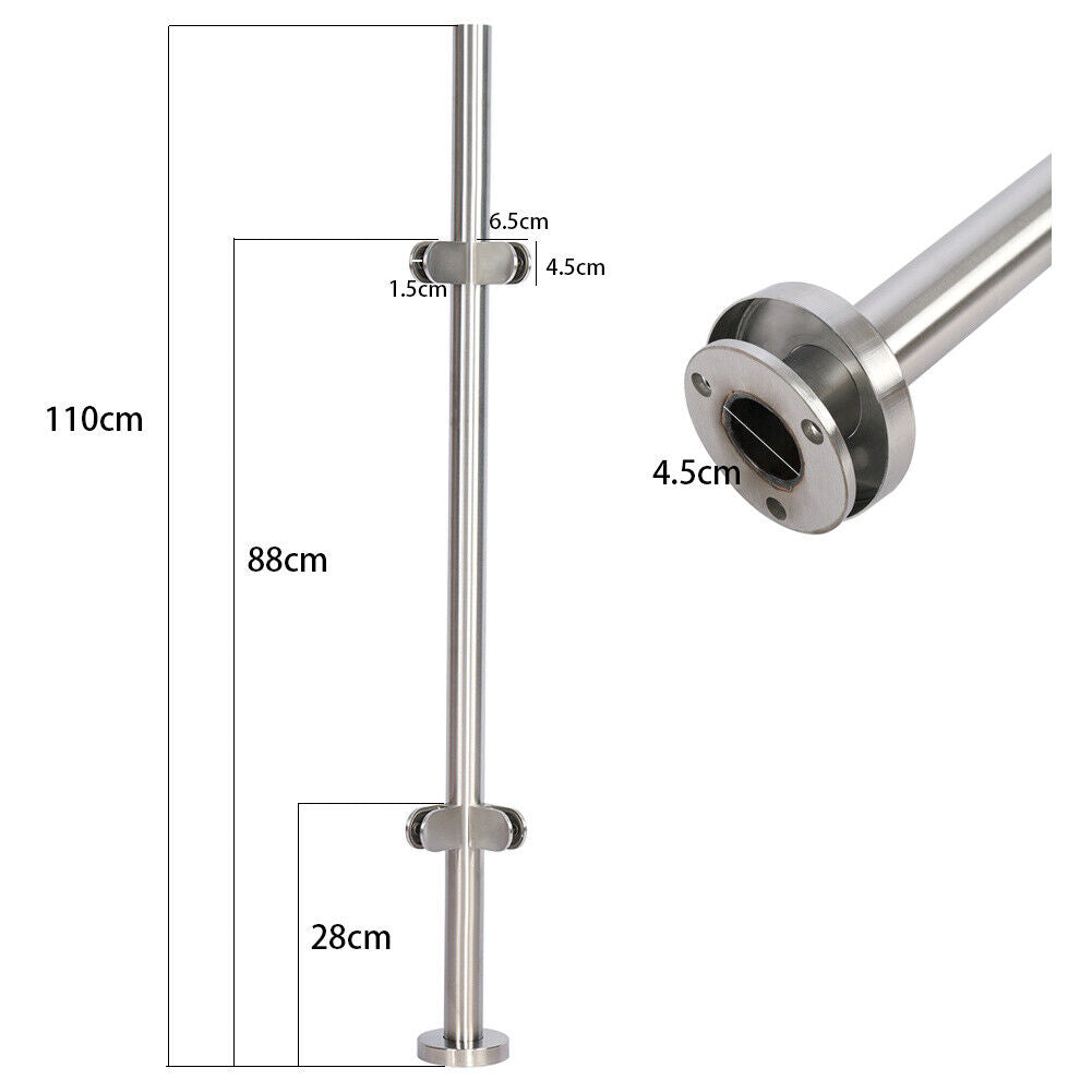 Stainless Steel Balustrade Post Metal Holder Enclosure Bracket + Glass Clamps UK