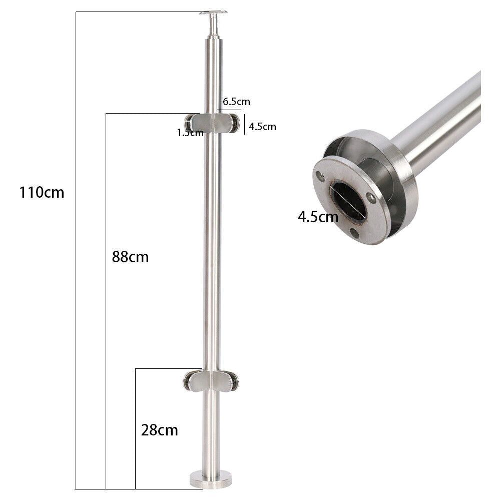 Stainless Steel Balustrade Post Metal Holder Enclosure Bracket + Glass Clamps UK