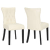 Black/White Dining Chairs High Wing Back Side Chair Button Decorated Bistro Seat