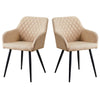 Set of 2 Armchairs Dining Chairs with Arms Velvet PU Faux Leather Chairs Kitchen