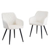 Set of 2 Armchairs Dining Chairs with Arms Velvet PU Faux Leather Chairs Kitchen