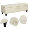 Storage Bench PU Leather Seat Wooden Rectangle Lift Ottoman Entryway Toy Box