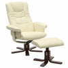 Faux Leather Swivel Recliner Chair Wooden Base w/Foot Stool Armchair Home Office