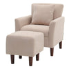 Occasional Scalloped Button High Back Fabric Armchair Sofa Chair Footrest Stool