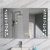 Large Bathroom Mirror Wall Hung Cube/Orb Light With Socket Sensor Demister Clock